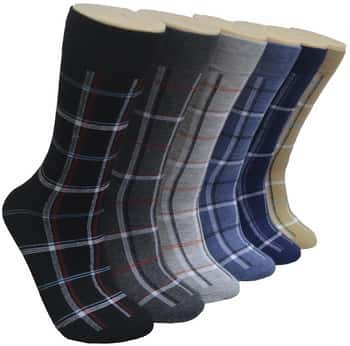 Men's Novelty Crew Socks - Two Tone Heathered Striped Patterns - Size 10-13
