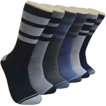 Men's Heathered Novelty Crew Socks - Two Tone Stripes - Size 10-13