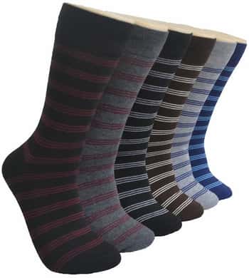 Men's Heathered Novelty Crew Socks - Athletic Two Tone Stripes - Size 10-13