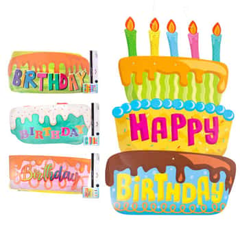Paper Party Cutout Jumbo Jointed Birthday Cake  20x29in 4asst Ea In Polybag/ Header