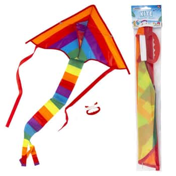 Kite Polyester Triangle Shaped Multicolor Stripe 25.6x14.56in 30m Line/pbh