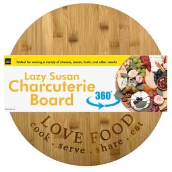 Lazy Susan Charcuterie Board with Love Food Engraved Wording