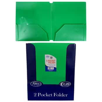 Premium Plastic 2-Pocket Folders - Green