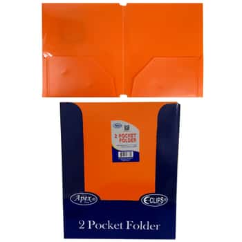 Premium Plastic 2-Pocket Folders - Orange