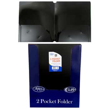 Premium Plastic 2-Pocket Folders - Black