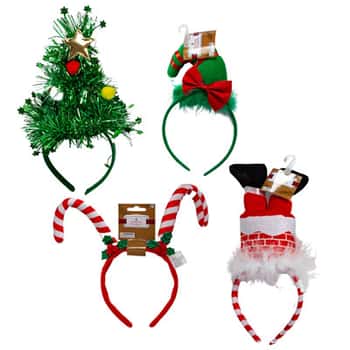 Headband Christmas 4ast Plush Santa Legs/tinsel Tree/candycanes/elf Hat Jhook/ht/barbell