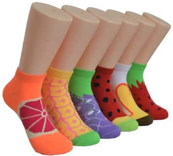Women's Low Cut Novelty Socks - Fruit Print - Size 9-11