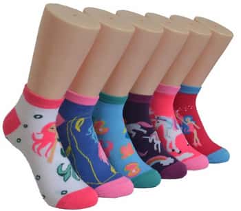 Women's Low Cut Novelty Socks - Unicorn, Mermaid, & Under the Sea Print - Size 9-11