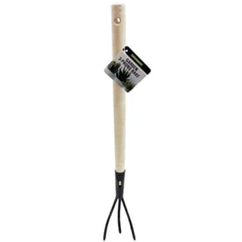 18.5&quot; 3-Prong Garde Rake with Wooden Handle