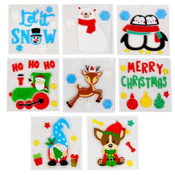 Gel Stickers Christmas 8ast Designs W/prtd Backer