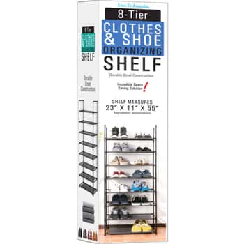 Tall 8-Tier Collapsible Shoe Rack Shelf