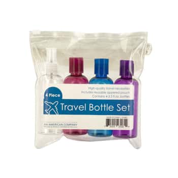 Travel Bottle Set in Zippered Pouch