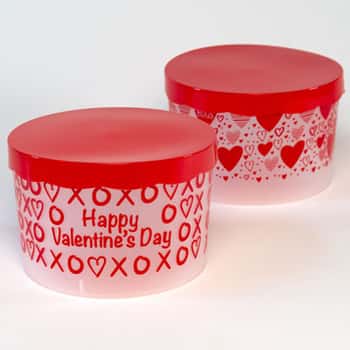 Storage/food Valentine Round Container W/lid 2ast Red 75g 6.7 X 5.9 X 4.3in Upc Label