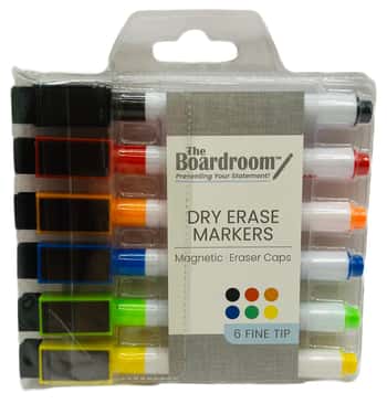 Dry Erase Markers w/ Magnetic Eraser Caps - 8-Packs