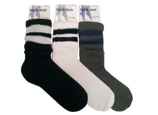 Women's Heavy Gauge Heavy Weight Ribbed Striped Slouch Socks - Black, Grey, & White