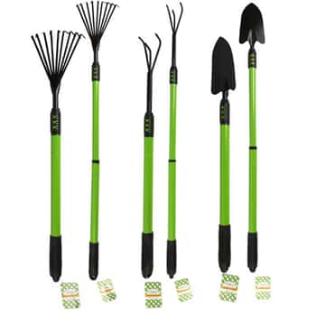 Garden Tools Long Deluxe Extendable Metal 3 Ast Rake,claw,spade Garden Ht