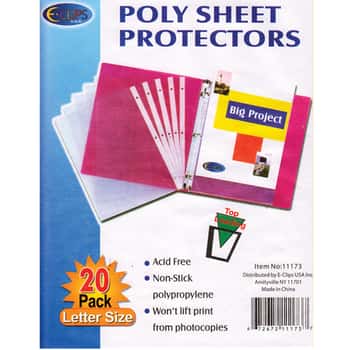 Letter Size Poly Sheet Protectors - 20-Pack