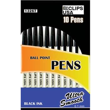 Back Ballpoint Stick Pens - 10-Pack