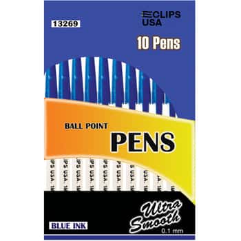 Blue Ballpoint Stick Pens - 10-Pack