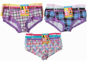 Women's Boy Short/Hipster Cut Panties - Assorted Prints - Plus Sizes 8-10 - 3-Packs