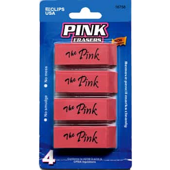 4-Pack Pink Bevel Erasers