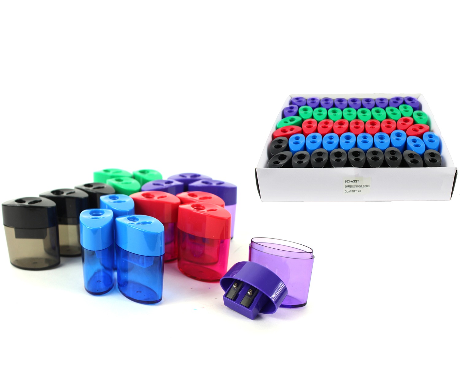 Dual Hole Pencil & Crayon Sharpeners w/ Receptacle