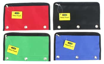 3-Ring Pencil Case Pouches - Assorted & Clear Colors