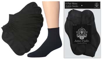 Men's Black Athletic Ankle Socks - Size 10-13 - 6-Pair Packs