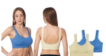 Women's Seamless Bras w/ Floral Embroidered Lace Trim  - Assorted Colors