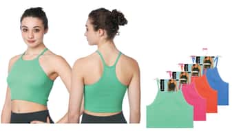 Women's Rib Knit Crop Sport Tank Tops - Sizes Medium-XL - Assorted Colors