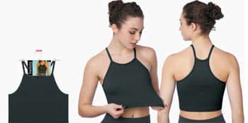 Women's Rib Knit Camisole Crop Sport Tank Tops - Sizes Medium-XL - Black