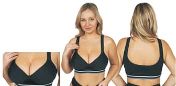 Women's Seamless Slip-On Bras w/ Two Tone Athletic Stripes - Sizes Medium-2XL