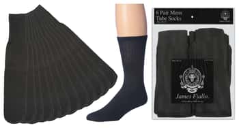 Men's Black Athletic Tube Socks - Size 10-13 - 6-Pair Packs