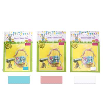 Basket Shrink Wrap Pastel Colors 24x30in W/4 Ribbons Clear/pink/blue Easter Printed Pb/insert Card