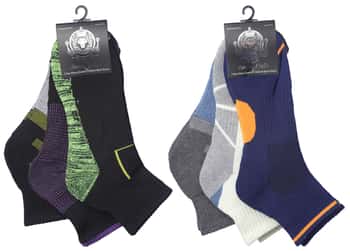 Men's Cushioned Athletic Ankle Socks w/ Arch Support - Urban Sport Prints - 3-Pair Packs