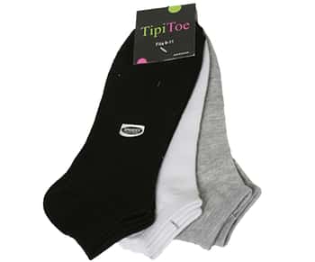 Women's Low Cut Socks - Black/White/Grey - Size 9-11 - 3-Pair Packs