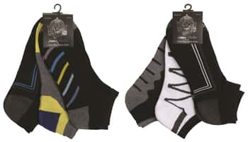 Men's Cushioned Athletic Low Cut Socks w/ Arch Support - Urban Sport Prints - 3-Pair Packs