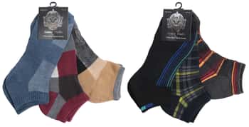 Men's Cushioned Athletic Low Cut Socks - Plaid Sport Prints - 3-Pair Packs
