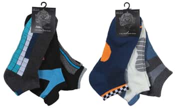 Men's Cushioned Athletic Low Cut Socks w/ Arch Support - Urban Sport Prints - 3-Pair Packs