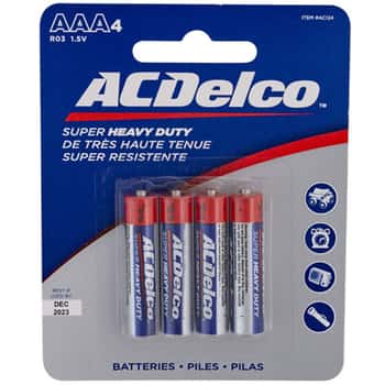 Batteries Aaa 4pk Heavy Duty Ac Delco On Blister Card