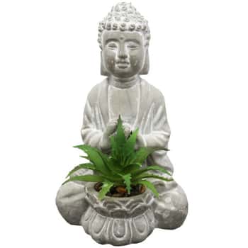 6&quot; Tall Decorative Buddha Statue with Fake Plants and Rocks