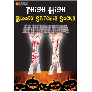 thigh high socks white bloody &amp; sheer bloody stitches