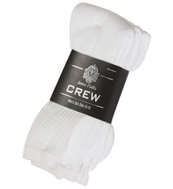 Men's White Athletic Crew Socks - Size 10-13 - 3-Pair Packs