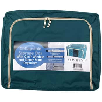Large Collapsible Storage Box with Clear Window and Zipper Front