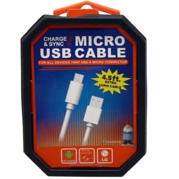 Travelocity 4.5 Foot Micro USB Cable Assorted White and Black