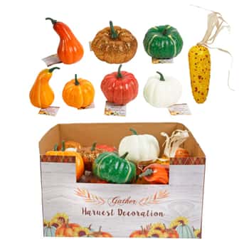 Harvest Pumpkin/gourd/corn 10 Ast Foam Plain/crackle/glitter 30pc Pdq Harvest Ht