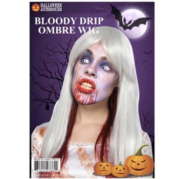 Bloody Drip Ombre Wig White &amp; Red