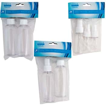 Travel Bottle Kit 2/3pks Clear Plastic W/various Dispensr Caps Hba/travel Inline Pbh