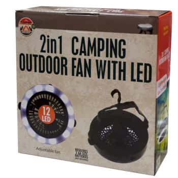 2 in 1 Camping Outdoor Fan with LED Light