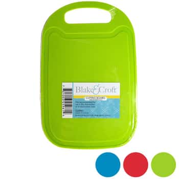 Cutting Board 13x8.5in 3ast Clr Pp Plastic W/handle Shrink W/lbl Red/green/turquoise